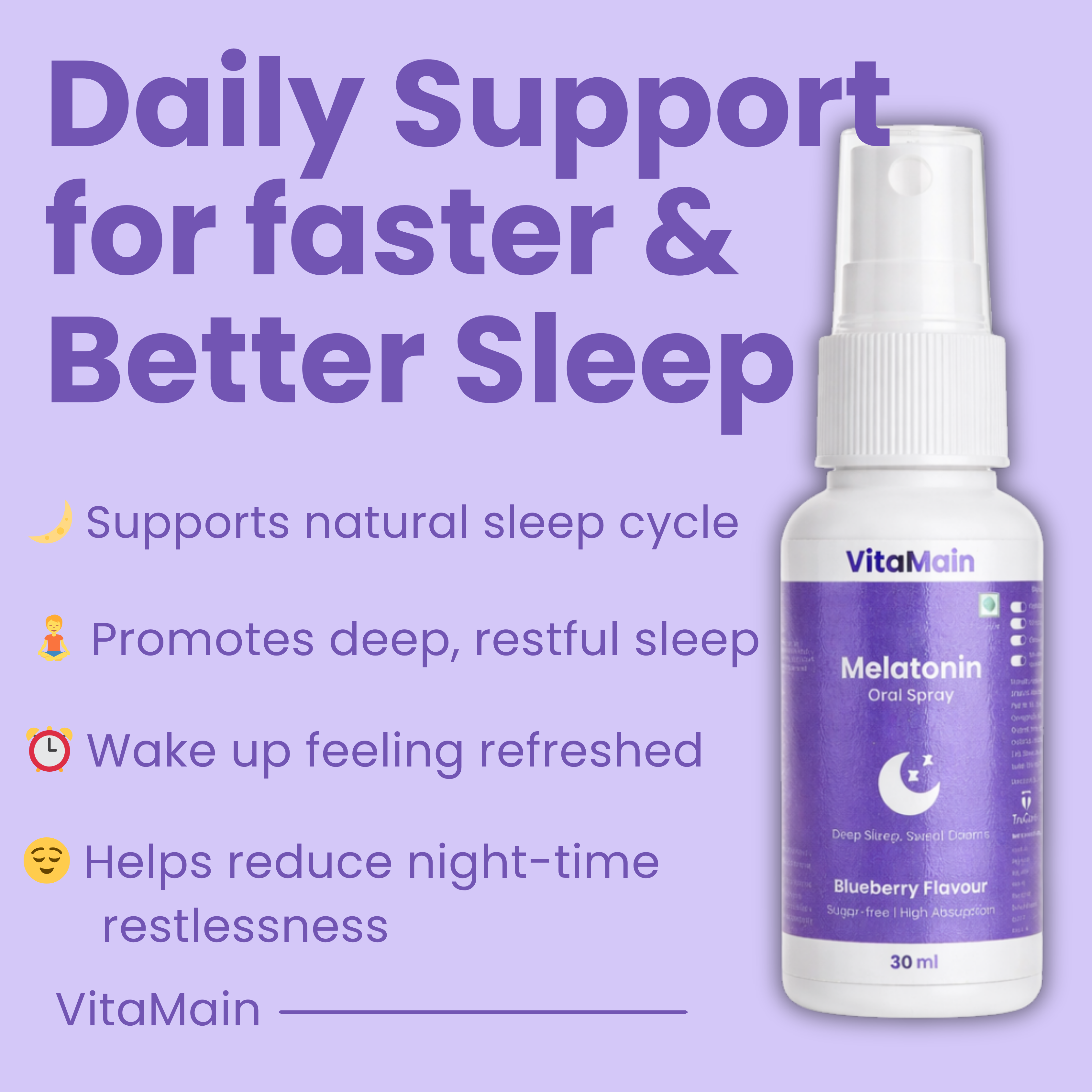Melatonin Oral Spray (10mg) |  Sleep Support Spray for better sleep | Non Habit Forming | Fast Absorbing