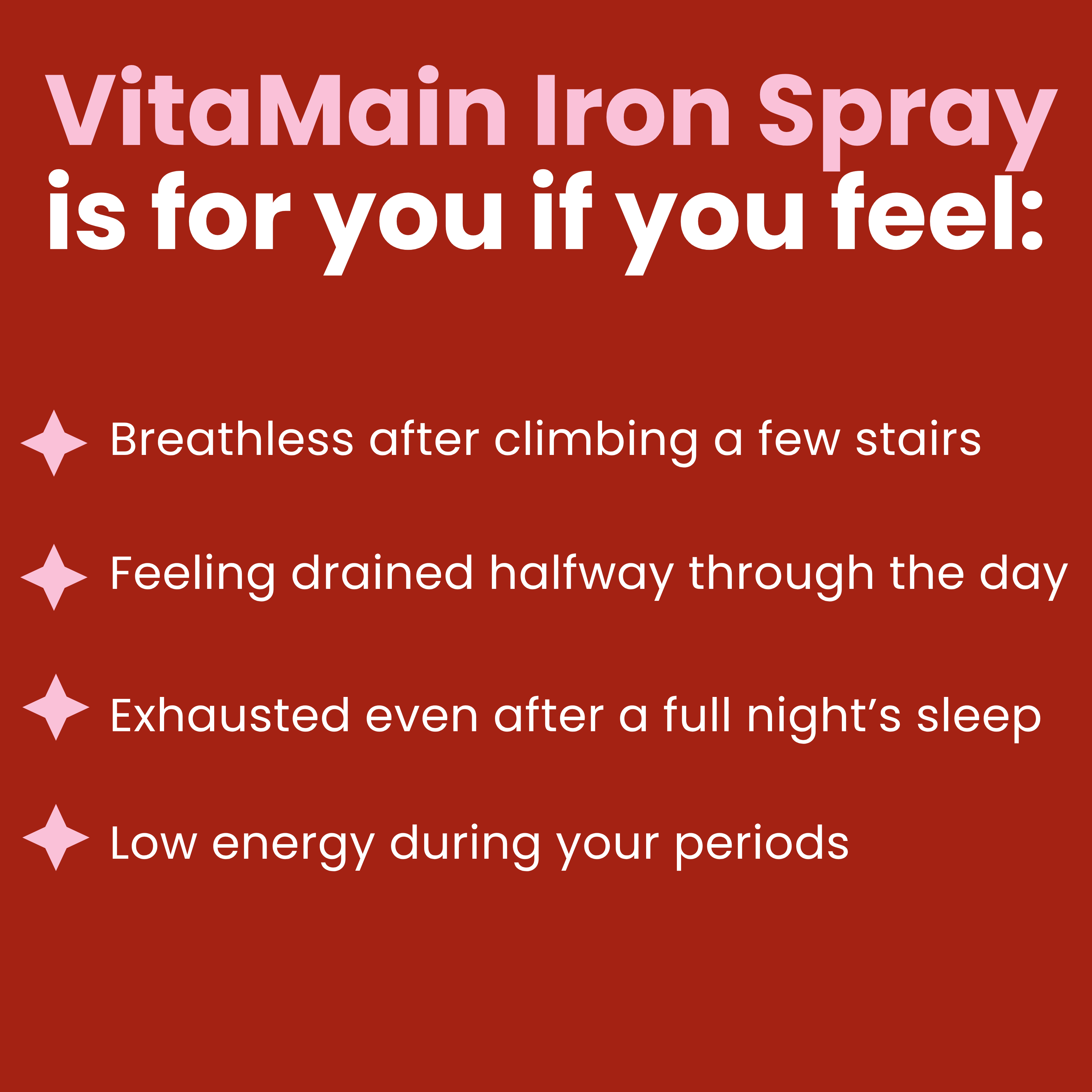 VitaMain Iron Oral Spray | Daily Iron Support for Energy & Hemoglobin | Gentle on Stomach | Fight Tiredness