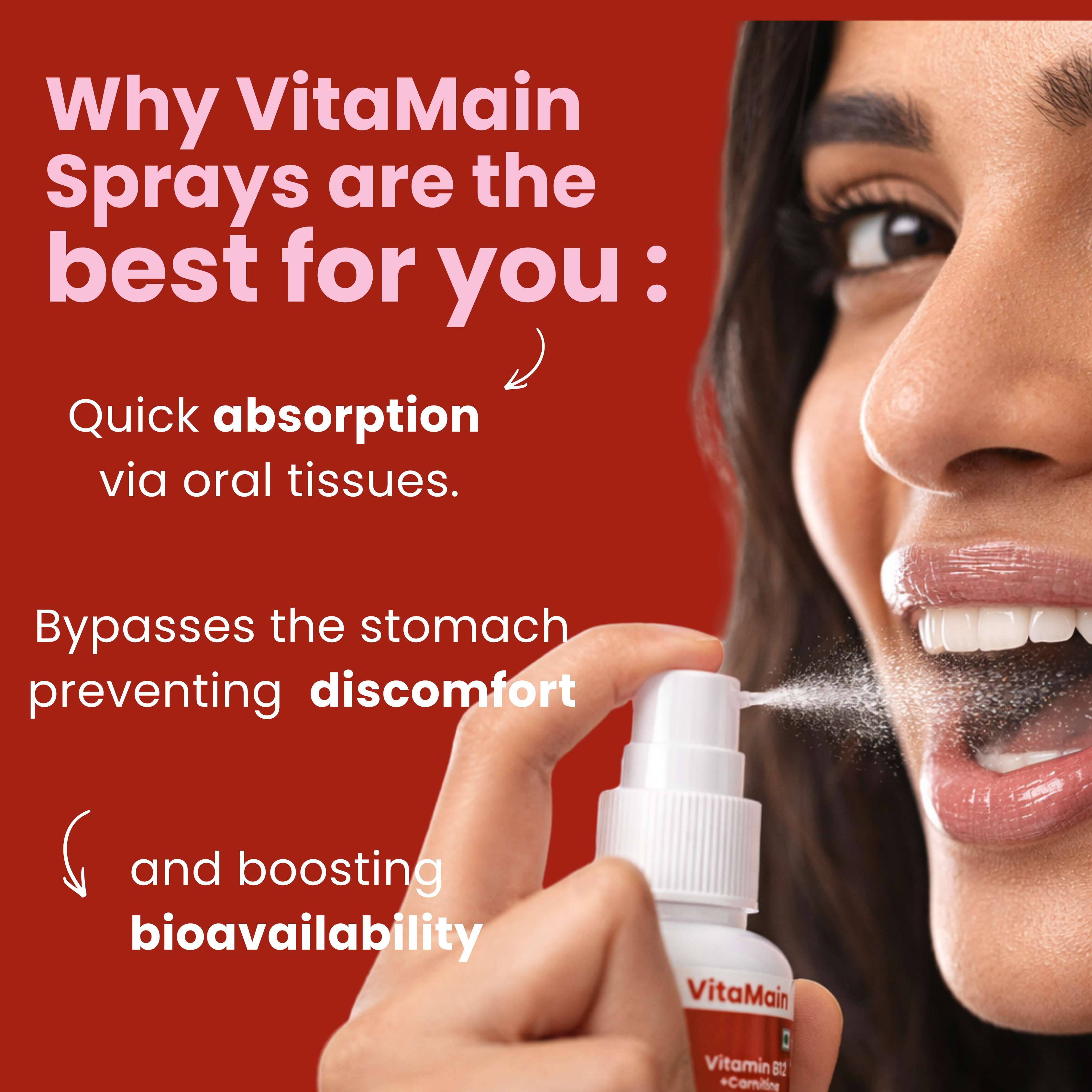 VitaMain Iron Oral Spray | Daily Iron Support for Energy & Hemoglobin | Gentle on Stomach | Fight Tiredness