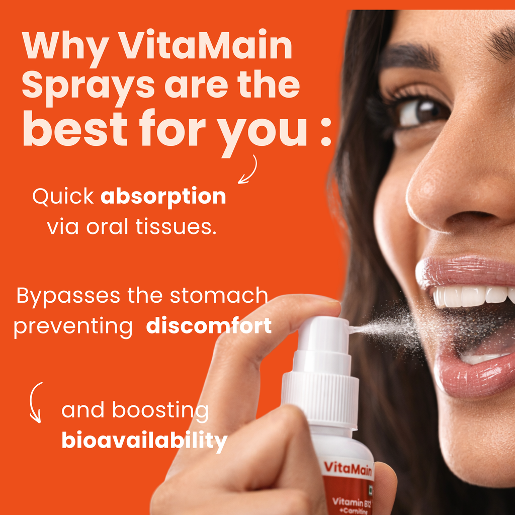 Vitamin B12 Oral Spray with L-Carnitine | Instant Energy, Focus & Fatigue Support | Fast Absorption