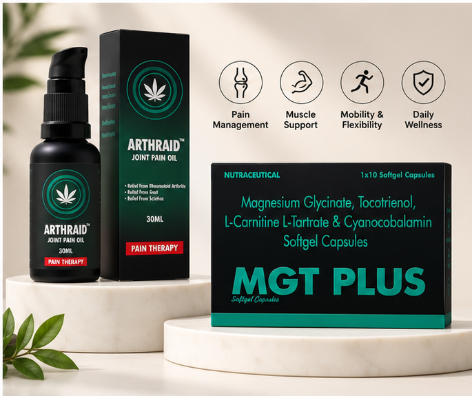 Joint & Muscle Relief Duo – Arthraid Pain Oil + MGT magnesium Softgels | Inside‑Out Relief