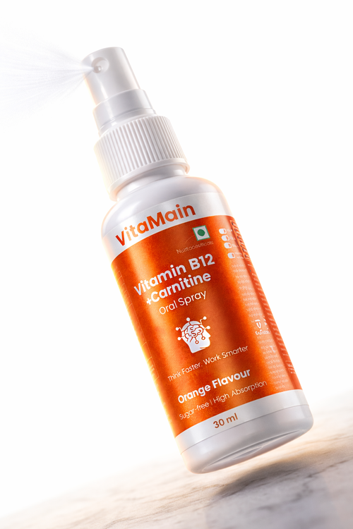 Vitamin B12 Oral Spray with L-Carnitine | Instant Energy, Focus & Fatigue Support | Fast Absorption