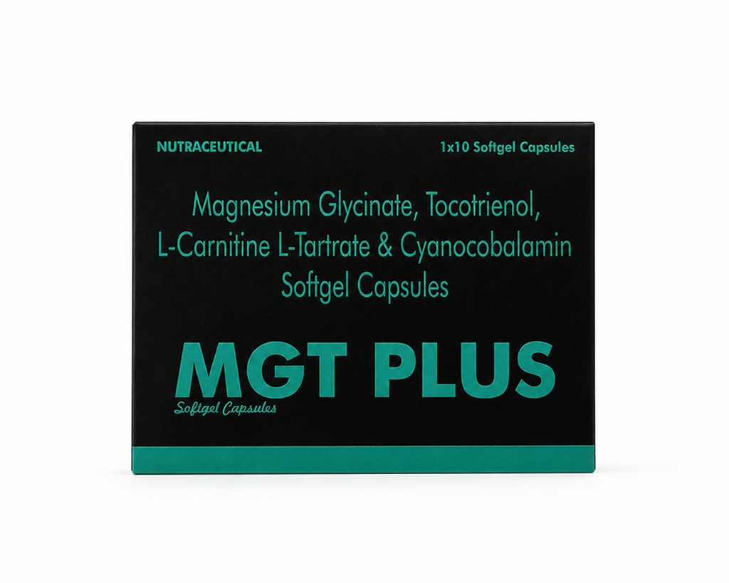MGT PLUS Softgels – Magnesium Glycinate, B12, L‑Carnitine & Tocotrienol | Muscle, Nerve & Energy Support