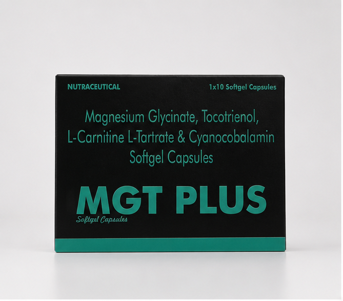 MGT PLUS Softgels – Magnesium Glycinate, B12, L‑Carnitine & Tocotrienol | Muscle, Nerve & Energy Support