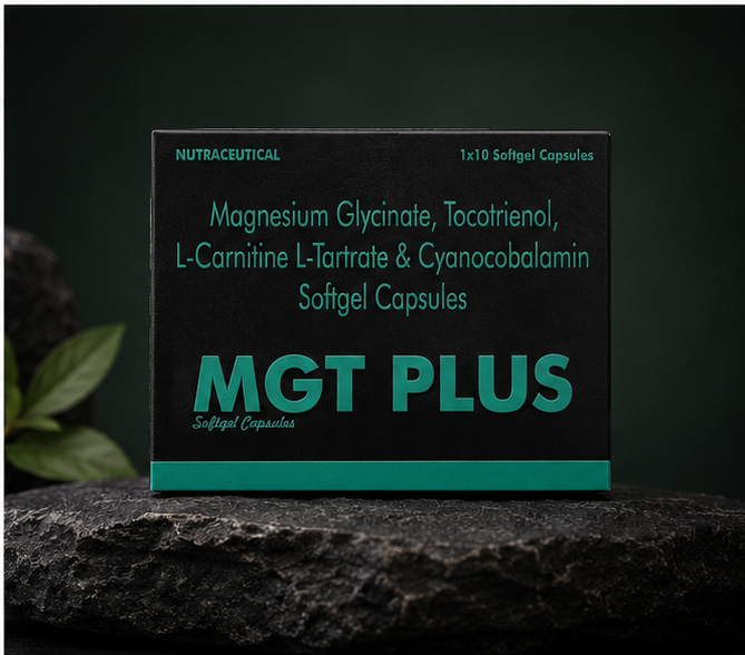 MGT PLUS Softgels – Magnesium Glycinate, B12, L‑Carnitine & Tocotrienol | Muscle, Nerve & Energy Support